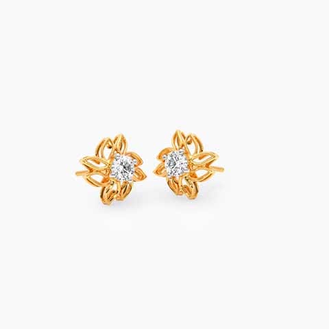 Petal Radiance Solitaire Stud Earrings