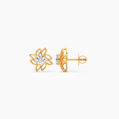 Petal Radiance Solitaire Stud Earrings