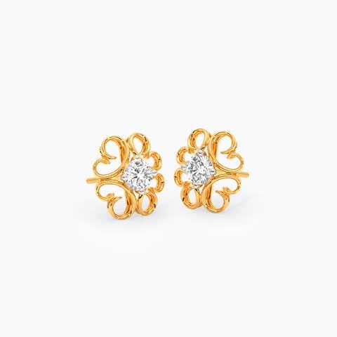 Floral Glint Solitaire Stud Earrings