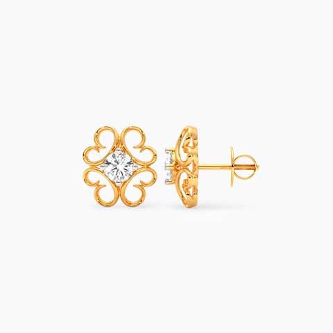 Floral Glint Solitaire Stud Earrings