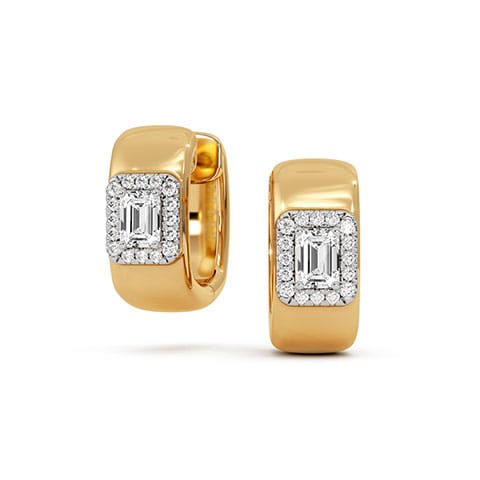 Deco Cube Solitaire Hoop Earrings