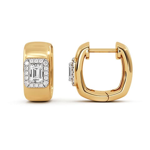 Deco Cube Solitaire Hoop Earrings