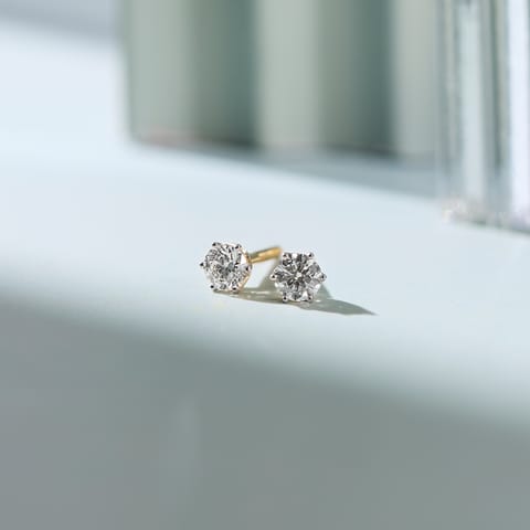 Gracious Round Solitaire Stud Earrings