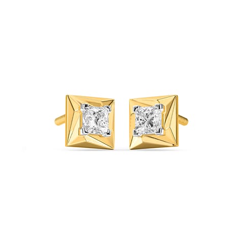 Geo Square Solitaire Stud Earrings for Men