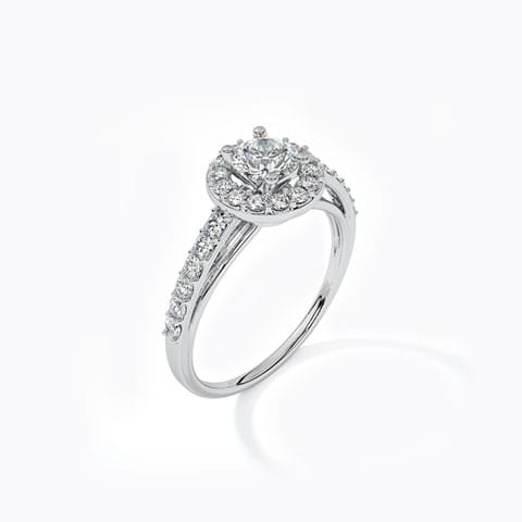 Round Halo Solitaire Ring Round Halo Solitaire Ring
