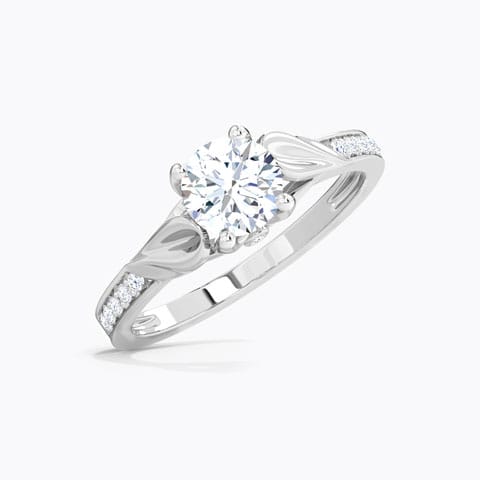 Brocaded Petal Solitaire Ring