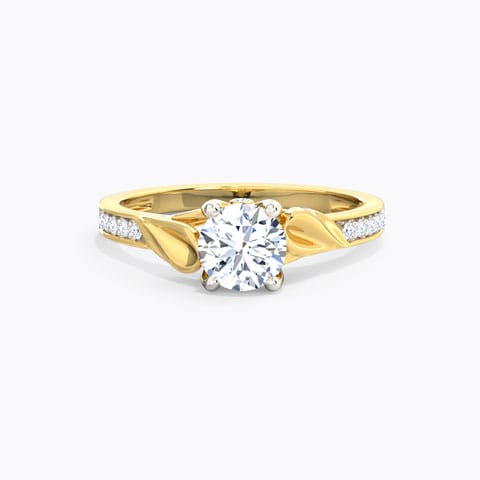 Brocaded Petal Solitaire Ring