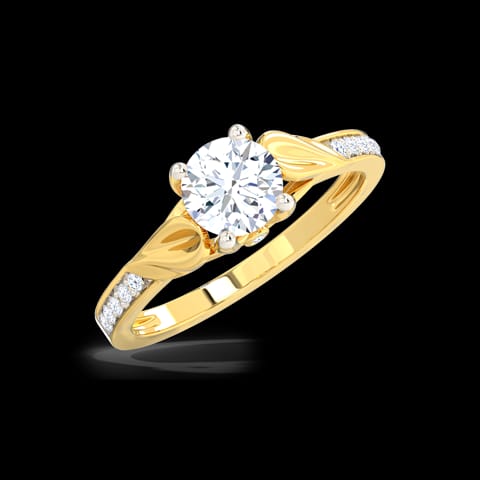 Brocaded Petal Solitaire Ring
