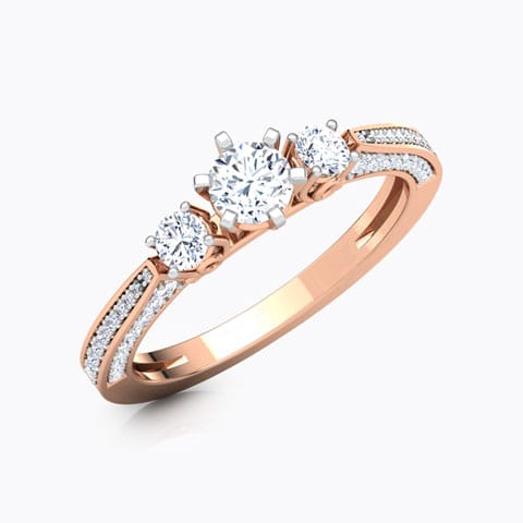 Julia Three Stone Solitaire Ring Solitaire Rings 18 Karat Rose Gold Julia Three Stone Solitaire Ring