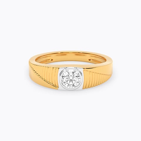 Textured Edge Solitaire Ring for Men