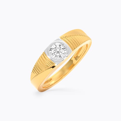 Textured Edge Solitaire Ring for Men