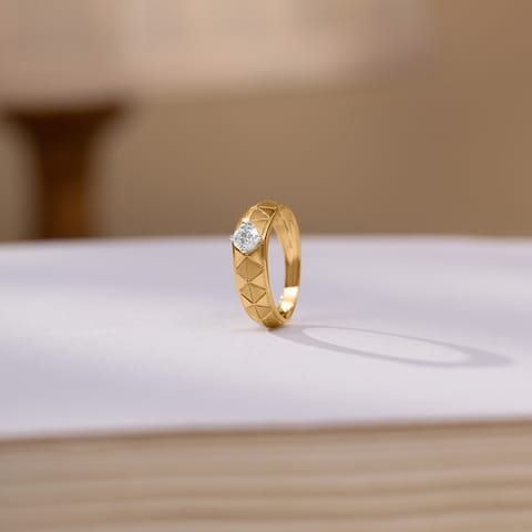 Facet Quilt Solitaire Ring for Men