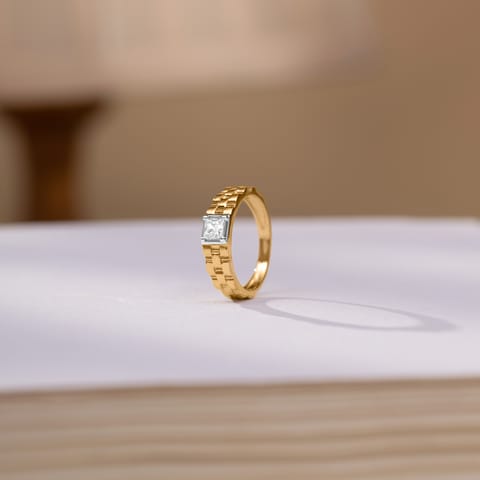 Square Clustered Solitaire Ring for Men