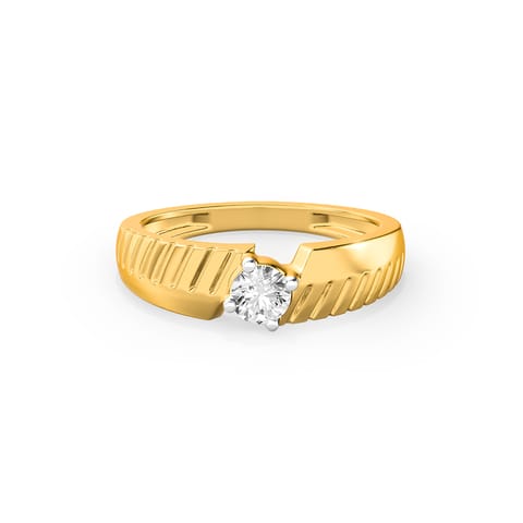 Diagonal Ridge Solitaire Ring for Men Diagonal Ridge Solitaire Ring for Men