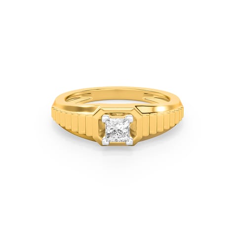 Textured Step Solitaire Ring for Men