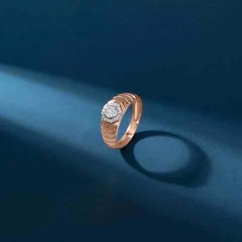 Ribbed Halo Solitaire Ring for Men