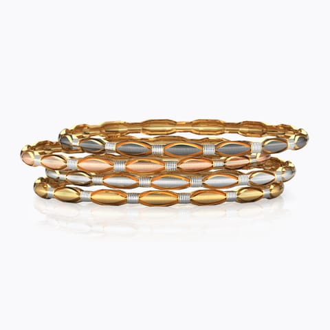 Four Tone Textured Gold Bangle Set of 4