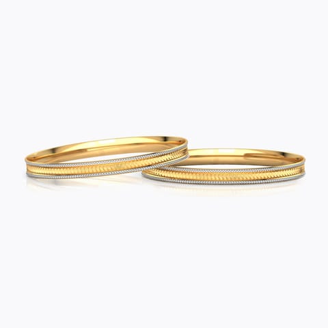 Notch Texture Gold Bangle Set of 2