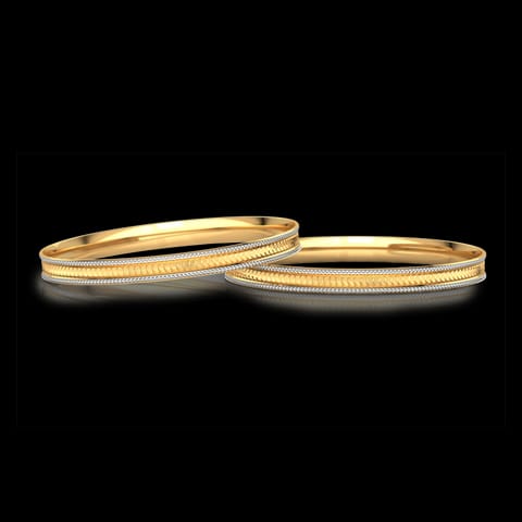 Notch Texture Gold Bangle Set of 2
