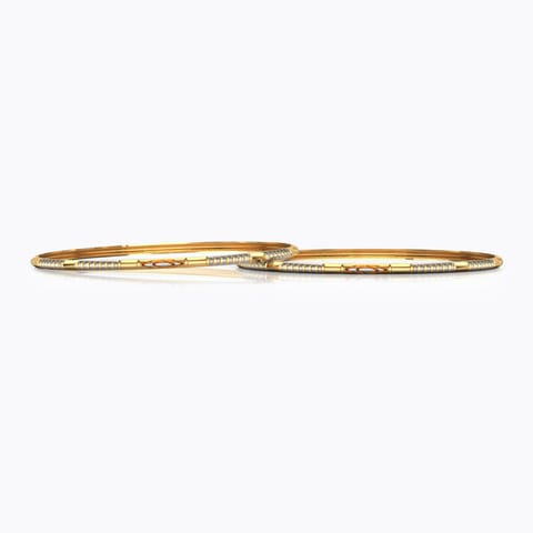 Facet Cut Gold Bangle Set of 2