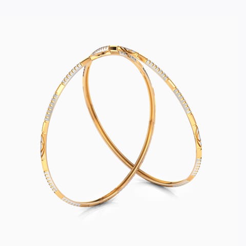 Facet Cut Gold Bangle Set of 2