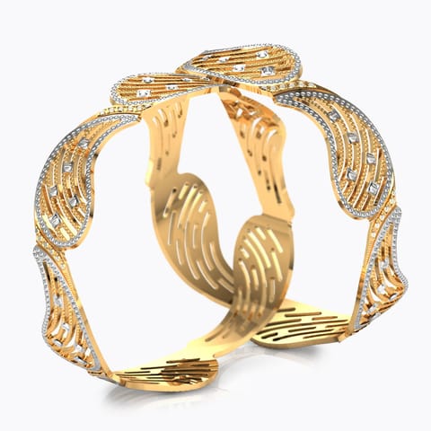 Grooved Paisley Gold Bangle