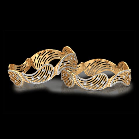Grooved Paisley Gold Bangle