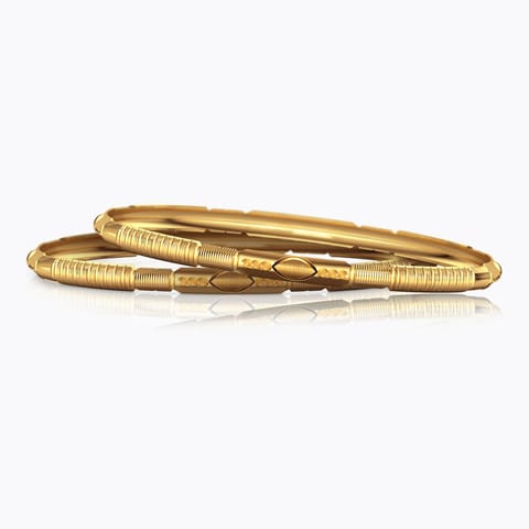 Patterened Gold Bangle Set of 2