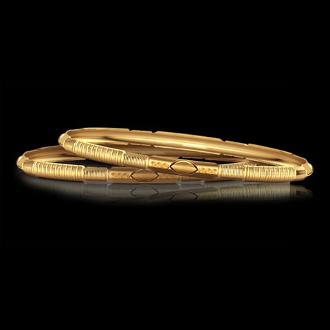 Patterened Gold Bangle Set of 2