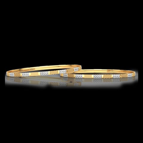 Tri-Block Design Gold Bangle Set of 2