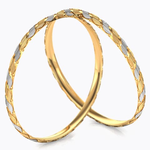 Curvy Deco Gold Bangle Set of 2