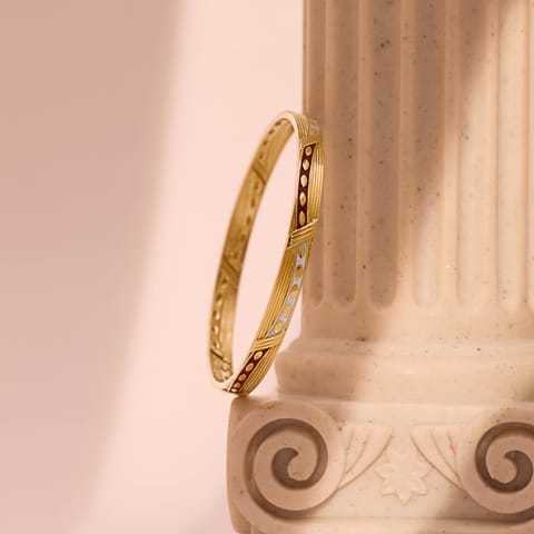 Red & White Trail Gold Bangle