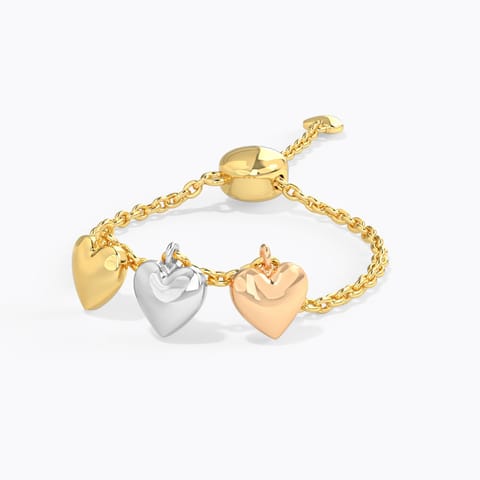Dangling Hearts Gold Flexi Ring