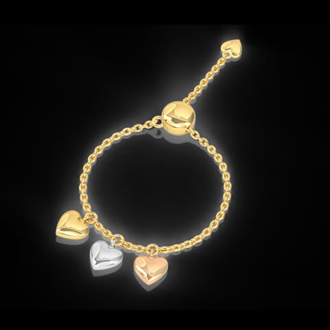 Dangling Hearts Gold Flexi Ring