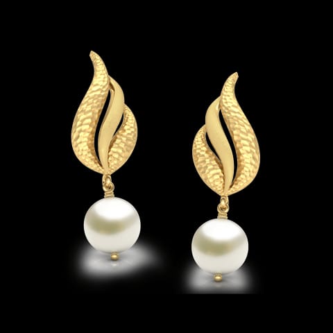 Bevan Hammered Pearl Drop Earrings