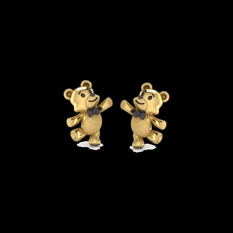 Dancing Teddy Kids' Gold Earrings
