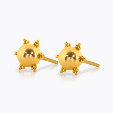 Heral Beaded Gold Stud Earrings