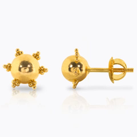 Heral Beaded Gold Stud Earrings