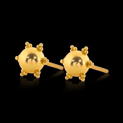 Heral Beaded Gold Stud Earrings