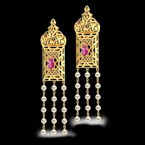 Amer Ornate Lawn Gemstone Drop Earrings Amer Ornate Lawn Gemstone Drop Earrings