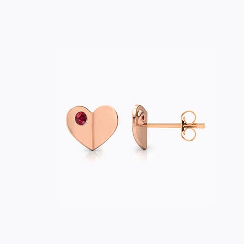 Contour Heart Gemstone Stud Earrings