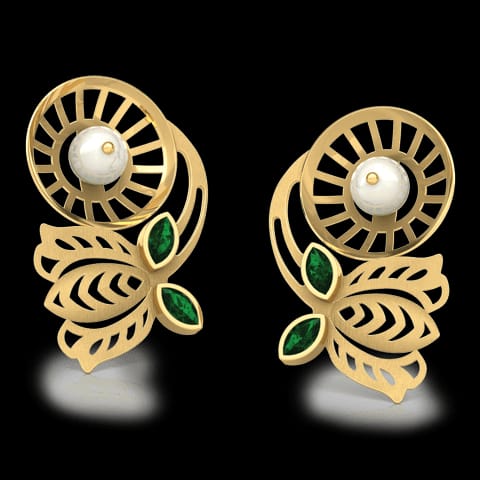 Padma Intricate Gemstone Stud Earrings