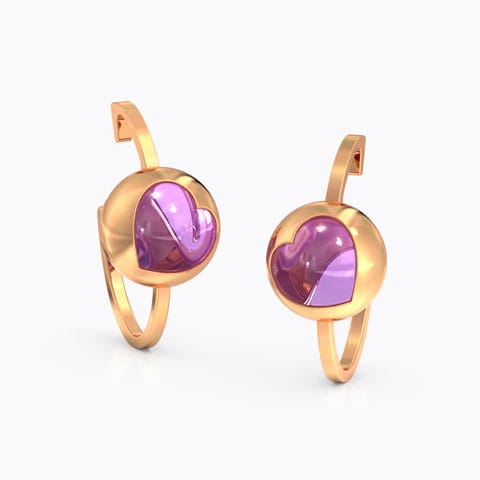 Amethyst Orb Gemstone Hoop Earrings