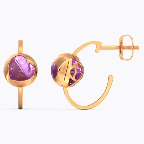 Amethyst Orb Gemstone Hoop Earrings