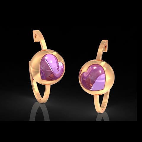 Amethyst Orb Gemstone Hoop Earrings