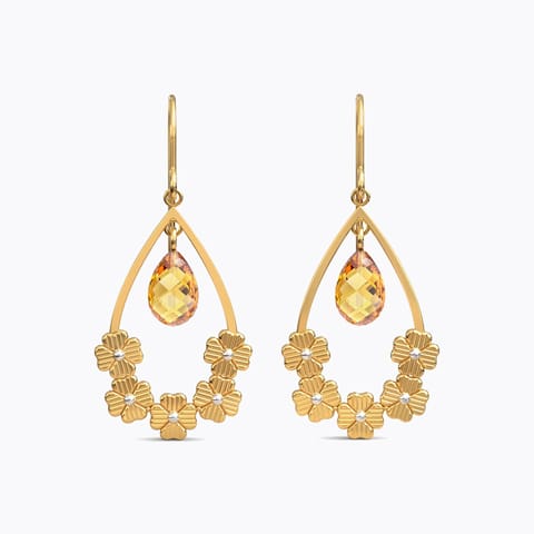 Floral Pear Gemstone Drop Earrings