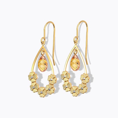 Floral Pear Gemstone Drop Earrings