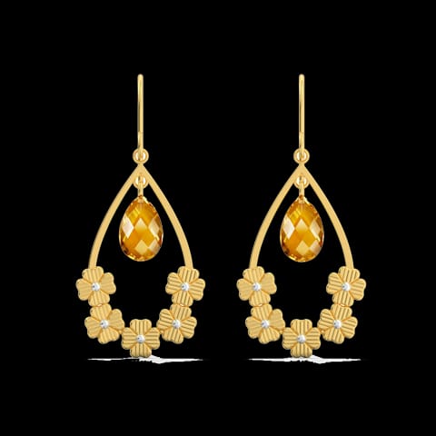 Floral Pear Gemstone Drop Earrings