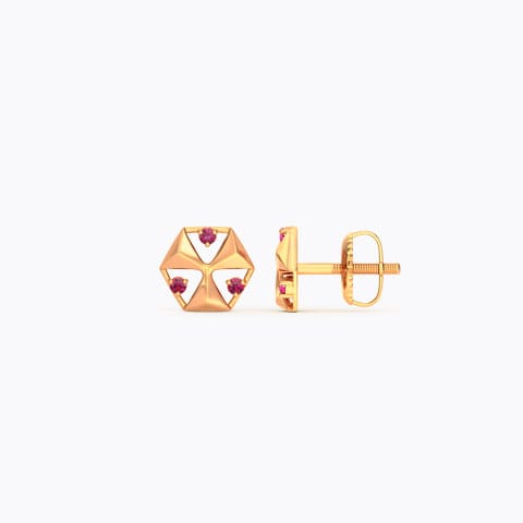 Hex Gemstone Stud Earrings