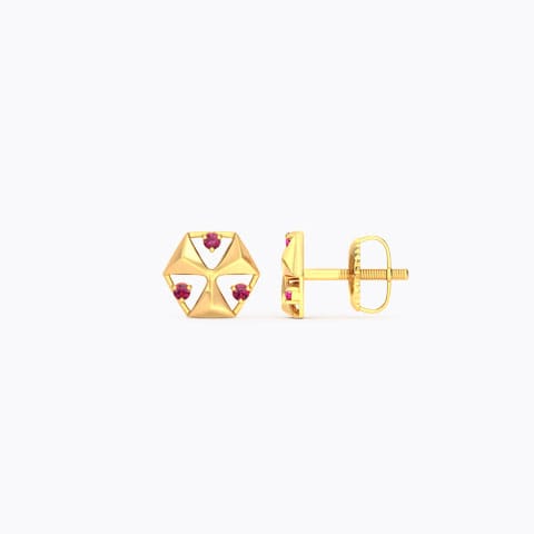 Hex Gemstone Stud Earrings